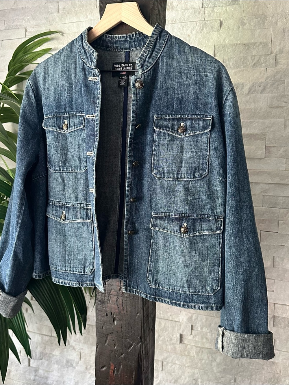 Ralph Lauren Polo Jeans Co. Blue Denim Military Style Vintage Jacket XL - Picture 5 of 7